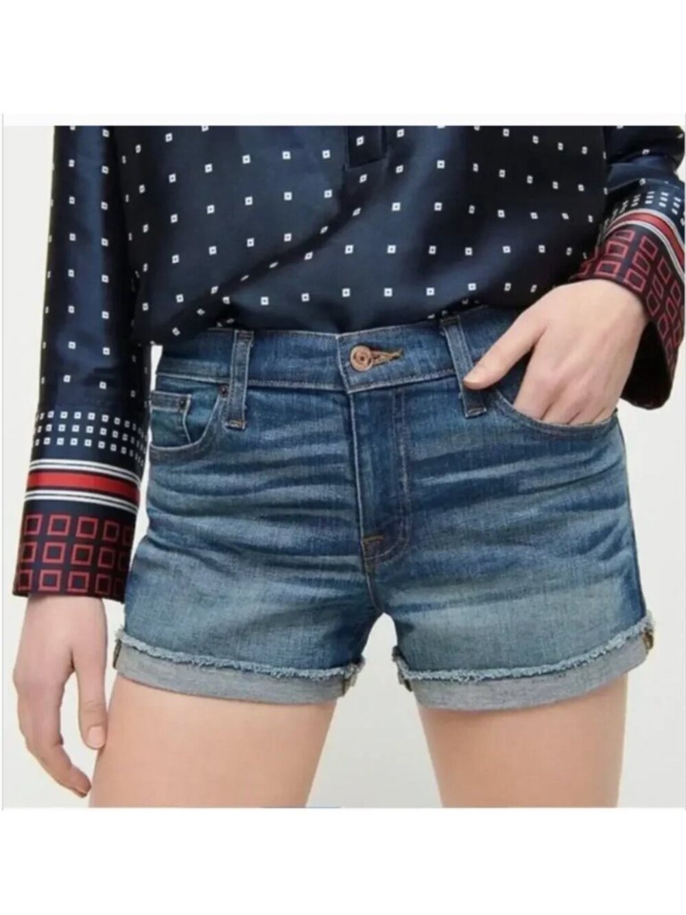 J. Crew High-Rise Denim Shorts in Faded Indigo